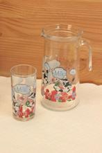 Vintage glazen melkkan en glas, Enlèvement ou Envoi, Utilisé