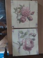 Canvas op hout met rozen 2 stuks, Ophalen of Verzenden, Zo goed als nieuw