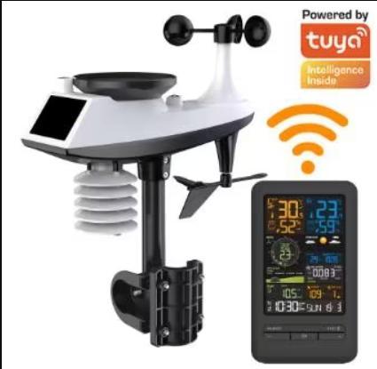 Tuya WiFi Smart 10 in 1 Weerstation met App, Audio, Tv en Foto, Weerstations en Barometers, Nieuw, Weerstation, Ophalen of Verzenden