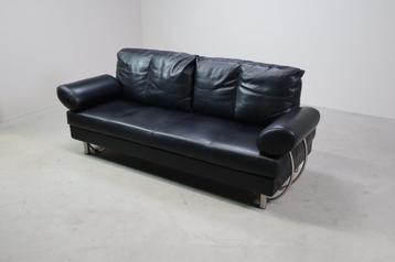 Zanotta “Europa” sofa/daybed in black leather, Italy 1988 beschikbaar voor biedingen