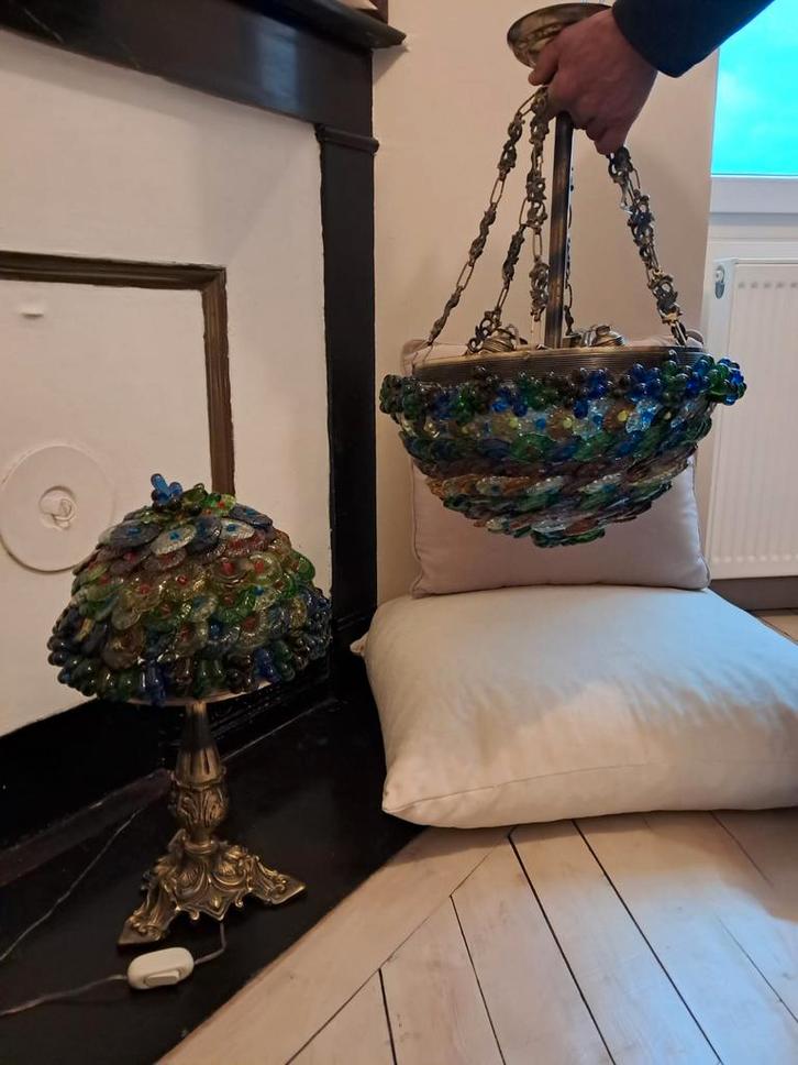 Lustre et lampe de table en verre de Murano, Antiek en Kunst, Antiek | Verlichting, Ophalen