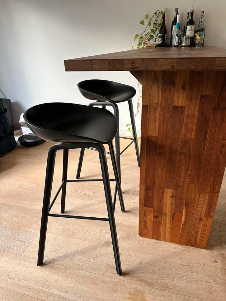 Hay AAS32 (set van 2), Huis en Inrichting, Barkrukken, Gebruikt, 60 tot 90 cm, Hout, Kunststof, Metaal, 2 krukken, Met voetsteun