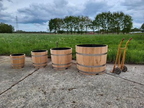 Ambachtelijke eiken kuipen, op maat gemaakt, Tuin en Terras, Bloembakken en Plantenbakken, Zo goed als nieuw, Ophalen