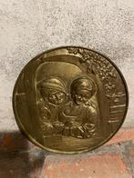 koperen/messing/bronzen wandbord diameter 27cm, Antiek en Kunst, Antiek | Brons en Koper, Ophalen