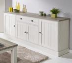 Dressoir YORK 4 deuren - Lariks & crystal oak Beige, Ophalen, Zo goed als nieuw, Met deur(en)