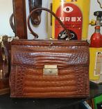 Superbe sac vintage croco marron années 50 60, Enlèvement ou Envoi