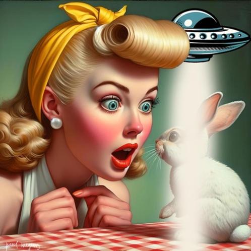 Kunsthandel Gennep - "The Bunny Abduction", Antiek en Kunst, Kunst | Designobjecten, Verzenden