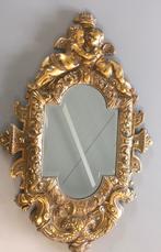 Miroir de style baroque en métal doré, Antiquités & Art, Ovale, Moins de 50 cm, Enlèvement ou Envoi, Moins de 100 cm