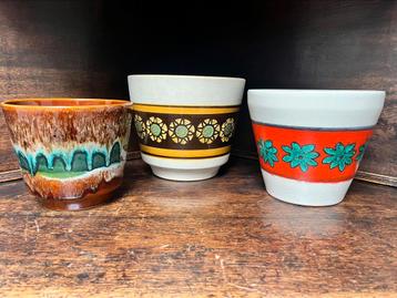 3 vintage bloempotten cachepots W-Germany Bay Keramik beschikbaar voor biedingen
