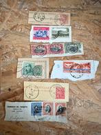 Set van 7 antieke postzegelfragmenten, Ophalen of Verzenden