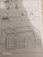 Gelijkvloers bed met bureau, Huis en Inrichting, Slaapkamer | Bedden, Ophalen, Gebruikt, Eenpersoons, Wit