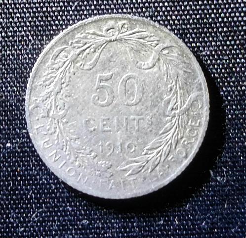 50 cent 1910 FR, Albert I, Postzegels en Munten, Munten | België, Losse munt, Zilver, Zilver, Verzenden