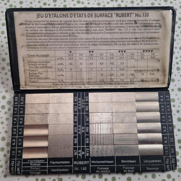 Jeu d'étalons d'états de surface "Rubert" n 130, Bricolage & Construction, Instruments de mesure, Enlèvement ou Envoi
