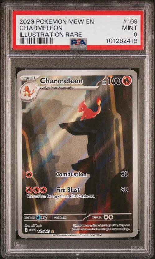 Charmeleon [Illustration Rare] PSA 9 - 169/165 - 151 2023, Hobby en Vrije tijd, Verzamelkaartspellen | Pokémon, Zo goed als nieuw