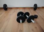halterset 50kg gietijzer (halter en dumbbells)ENKEL AFHALING, Ophalen, Zo goed als nieuw, Benen, Halterset