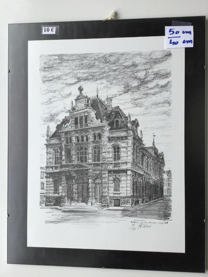 mooie litho van het Tolhuis van Antwerpen van Jef Calus, Antiek en Kunst, Kunst | Litho's en Zeefdrukken, Ophalen of Verzenden