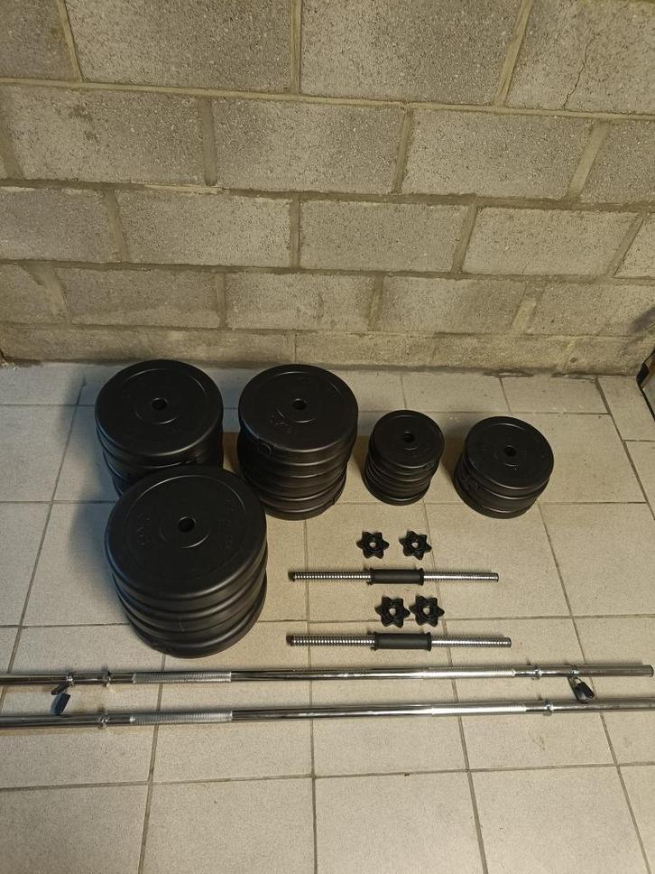 Fitness gewichten 120 kg, Sport en Fitness, Fitnessmaterialen, Zo goed als nieuw, Halterset, Armen, Benen, Borst, Buik, Rug, Ophalen