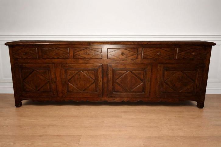 eikenhouten dressoir in Louis XIII-stijl., Huis en Inrichting, Kasten | Dressoirs, Gebruikt, 200 cm of meer, 50 tot 75 cm, Met lade(s)