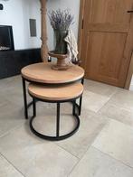 Eiken ronde salon tafel, Huis en Inrichting, Tafels | Salontafels, Ophalen, Zo goed als nieuw