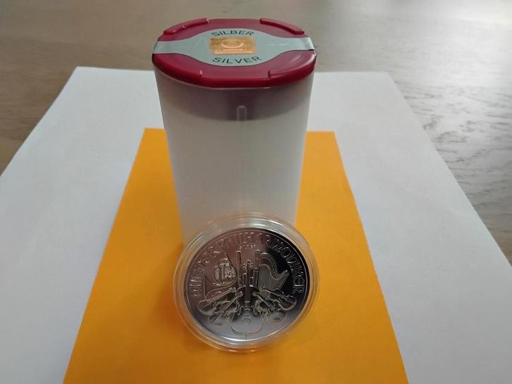 TUBE WIENER PHILHARMONIKER TUBE 20 STUKS 1 OUNCE ZILVER, Postzegels en Munten, Edelmetalen en Baren, Zilver, Ophalen