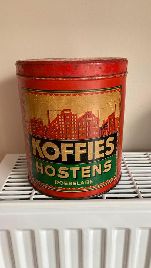 Koffie blik doos Hostens Roeselare, Verzamelen, Blikken, Gebruikt, Koffie, Ophalen of Verzenden