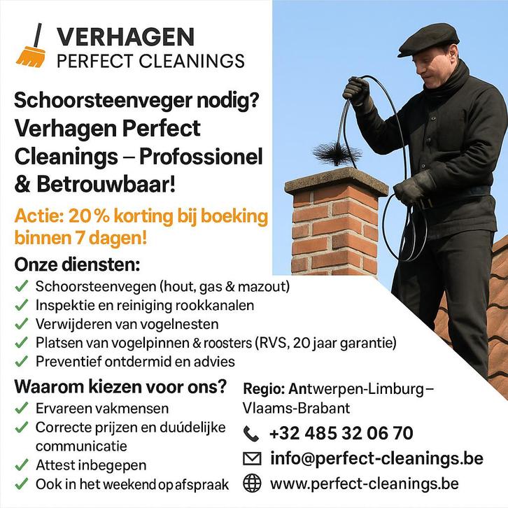 Vakkundige schoorsteenvegen met attest –Perfect cleanings, Services & Professionnels, Ramoneurs, Pose de conduits de cheminée