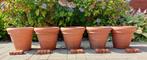 5 Italiaanse Bitossi terracotta bloempotten - dia 36 cm, Tuin en Terras, Ophalen of Verzenden, Terracotta, Tuin