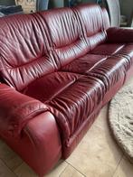 Lederen 3-zit zetel, Huis en Inrichting, Ophalen, Gebruikt, Driepersoons, Leer