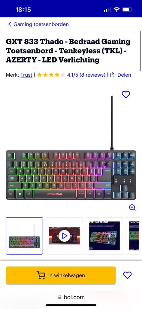 Clavier et souris de jeu GXT, Informatique & Logiciels, Claviers, Comme neuf, Azerty, Filaire, Clavier gamer, Enlèvement