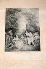 Gravure "Conversation Galante" - Jacques Philipe Le Bas 1743, Antiquités & Art, Enlèvement ou Envoi