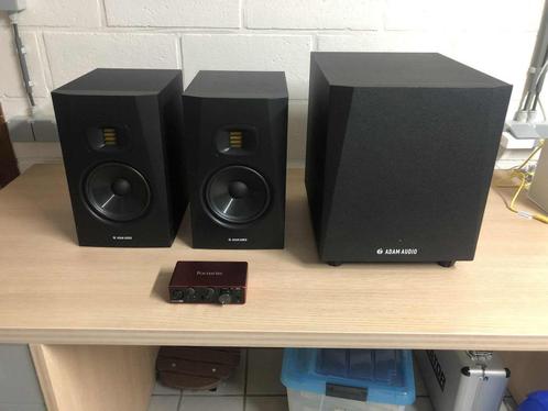 Studio set: 2x Adam Audio T7+Adam Audio T10s + scarlet solo, Audio, Tv en Foto, Professionele apparaten, Zo goed als nieuw, Audio