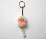 Porte-clés peluche mini Kiki Monchhichi blanc vintage, Utilisé, Enlèvement ou Envoi