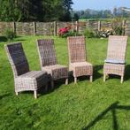 4 rotan stoelen met kussentjes, Huis en Inrichting, Kunststof, Gebruikt, Ophalen