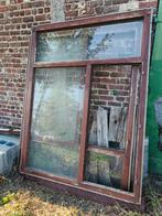 2 hardhouten ramen met opendraaiende vleugel, Doe-het-zelf en Bouw, Raamkozijnen en Schuifdeuren, Ophalen, Gebruikt