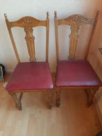Oude stoelen (2), Maison & Meubles, Chaises, Comme neuf, Rouge, Enlèvement ou Envoi, Cuir