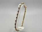 Gouden Vintage tennisarmband met saffier en diamant. 2024/58, Handtassen en Accessoires, Armbanden, Blauw, Ophalen of Verzenden
