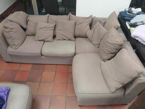 Canapé d’angle (droite ou gauche) / L-sofa avec repose-pieds, Huis en Inrichting, Zetels | Zetels, Gebruikt, Hoekbank, Vierpersoons of meer