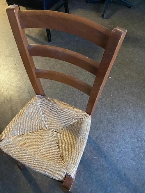 Stoel met stro, Huis en Inrichting, Stoelen, Gebruikt, Vijf, Zes of meer stoelen, Hout, Bruin, Ophalen