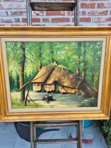 groot schilderij op doek landelijk tafereel - De Schrijver beschikbaar voor biedingen