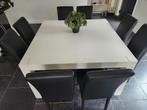 Eiken tafel met 8 stoelen, Tuin en Terras, Tuinsets en Loungesets, Ophalen, Zo goed als nieuw, 8 zitplaatsen