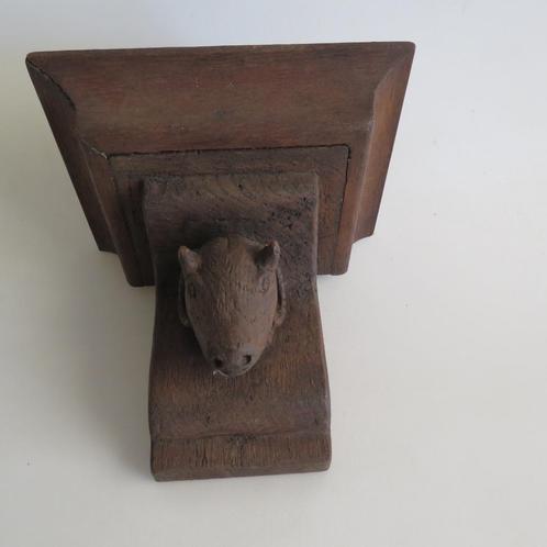 Houten Console Ramskop handwerk , midcentury folk art, Antiek en Kunst, Curiosa en Brocante, Ophalen of Verzenden