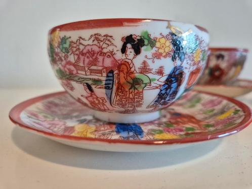 6 antieke theekopjes en schoteltjes van Japans porselein, Antiek en Kunst, Antiek | Porselein, Ophalen of Verzenden