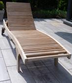 houten ligbed, Jardin & Terrasse, Chaises longues, Enlèvement, Utilisé, Bois de teck, Réglable