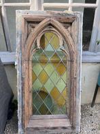 Oud houten gotisch raam, lood in glas, Doe-het-zelf en Bouw, Ophalen, Gebruikt, Minder dan 80 cm, Glas in lood