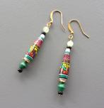 Nieuwe oorbellen in Peruaanse kralen, malachiet, agaat, Overige materialen, Hangers, Nieuw, Ophalen of Verzenden
