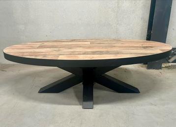Table basse ovale, chêne, acier, noir, neuve, Maison & Meubles, Tables | Tables de salon, Enlèvement, Neuf, Ovale, Chêne