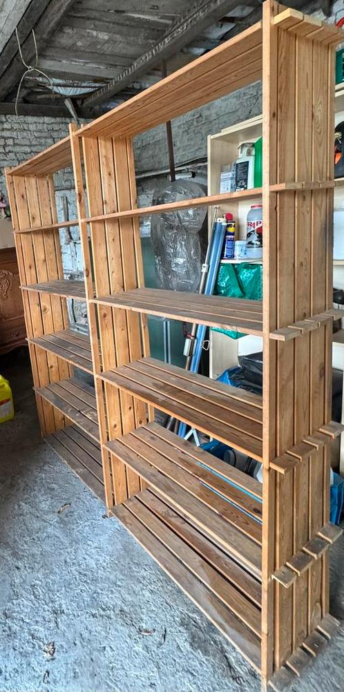Houten rekken. Handgemaakt. Dubbel rek en klein rek., Huis en Inrichting, Woonaccessoires | Cd- en Dvd-rekken, Gebruikt, Hout