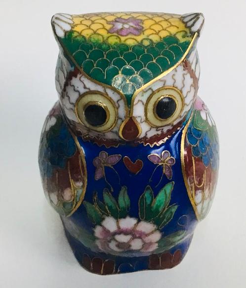 Uil Vintage design cloisonne beeld, Antiek en Kunst, Kunst | Designobjecten, Ophalen of Verzenden