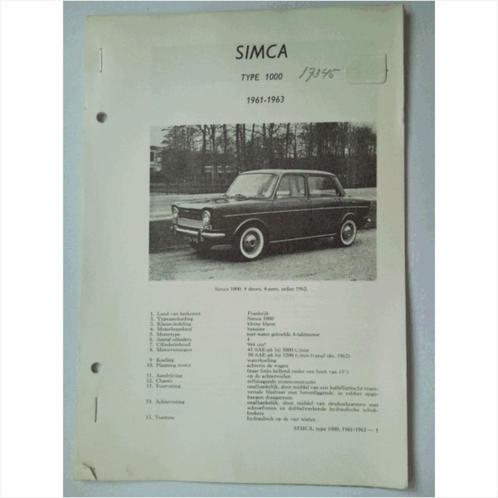 Simca 1000 Vraagbaak losbladig 1961-1963 #2 Nederlands, Boeken, Auto's | Boeken, Gelezen, Ophalen of Verzenden