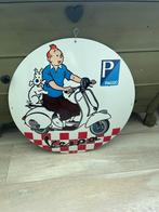Kuifje bobby tintin emaille bord  Vespa piaggio 50x50cm, Ophalen of Verzenden, Kuifje, Zo goed als nieuw, Overige typen